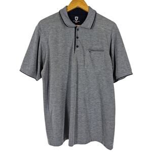 TONY MONTANA MEN’S GRAY WITH BLUE TRIM POLO SHIRT – SIZE X-LARGE